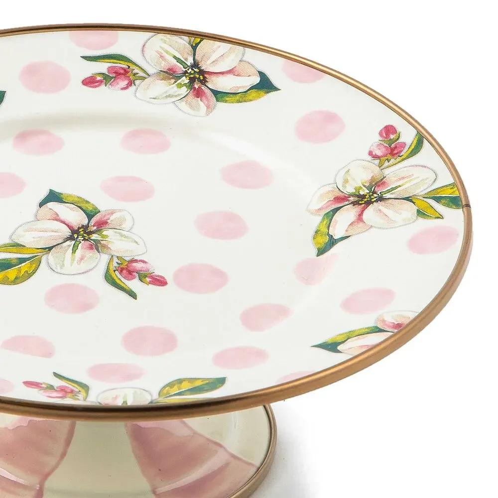 NEW Mackenzie-Childs Wildflowers Pink Mini Pedestal Platter